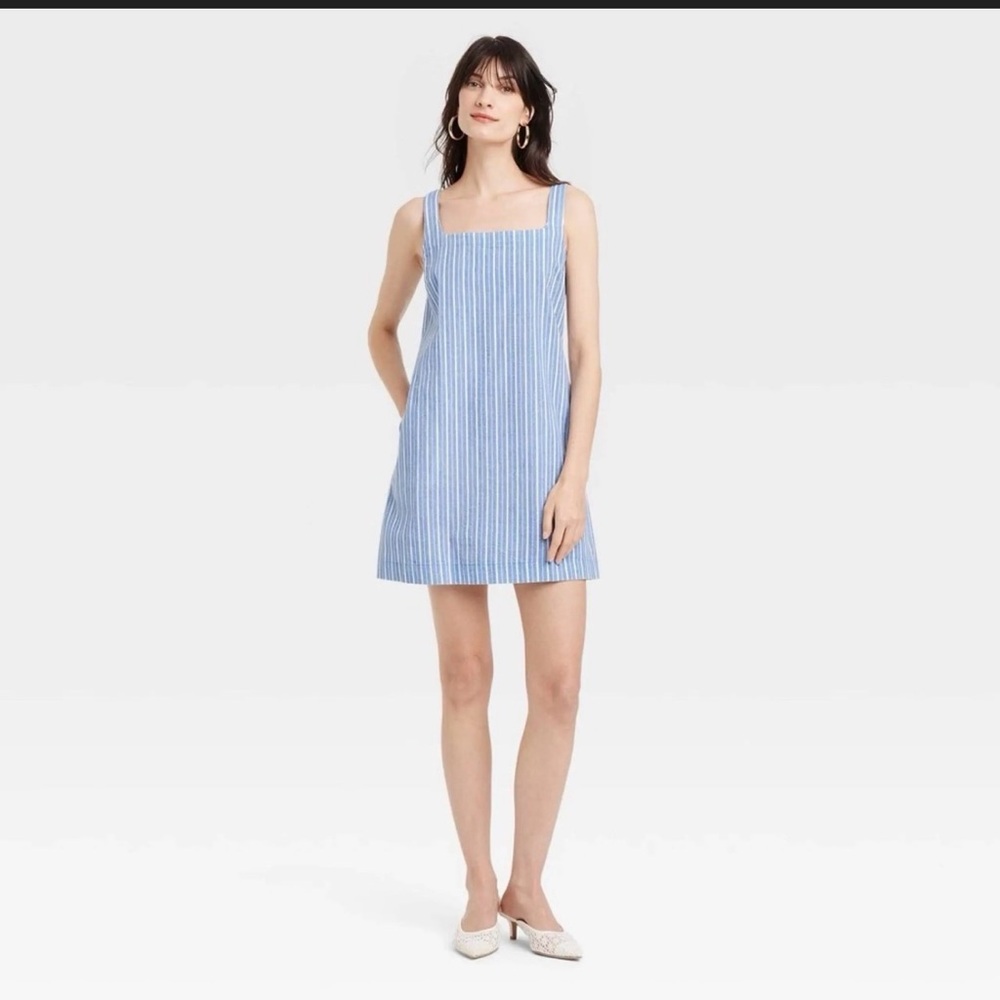Blue and white striped dress women’s size small